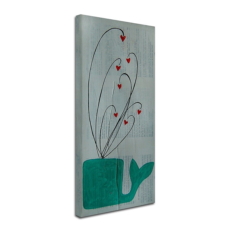 Trademark Nicole Dietz "Whale Spouting Hearts" Gallery-Wrapped Canvas Art, 10" x 19" image 1