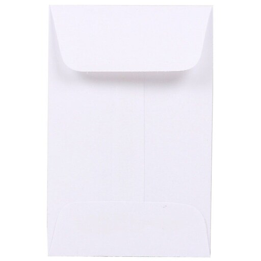 JAM Paper 1 Coin Envelope, 2 1/4" x 3 1/2", White, 100/Pack (122326658