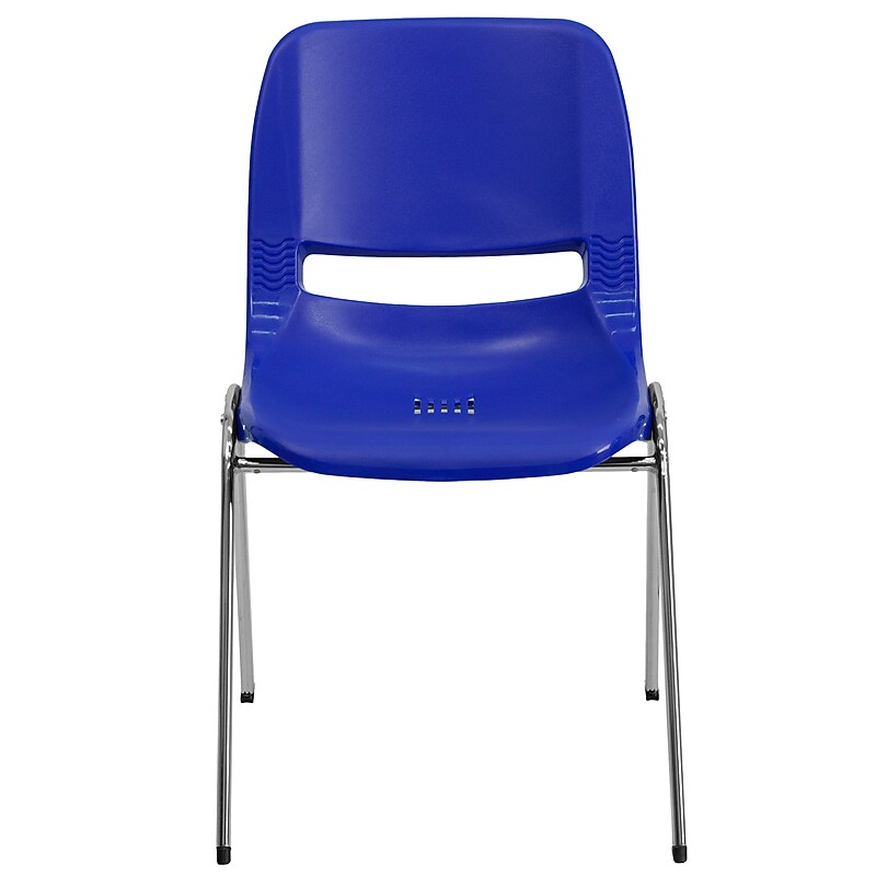 Flash Furniture Hercules Molded Plastic Shell Stackable Chair With Chrome Frame, Navy, 16/Pack image 1