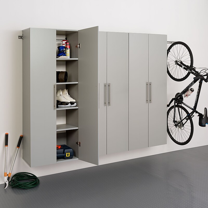Prepac™ HangUps 90" Laminate 3 Piece Storage Cabinet Set D, Light Gray image 1