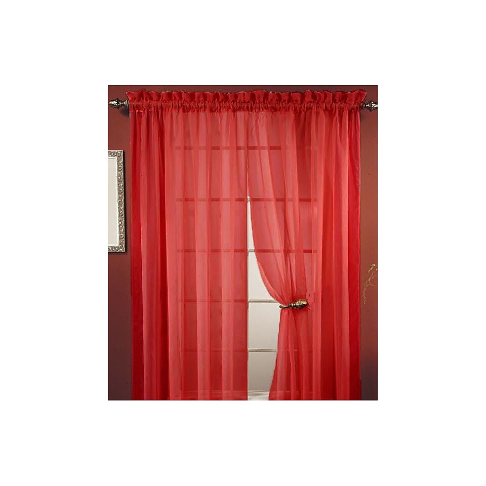 Kashi Home Lisa Sheer Single Curtain Panel; Crimson