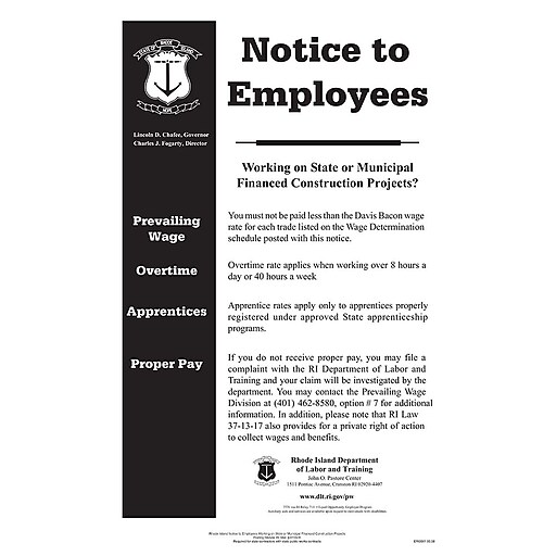 ComplyRight™ Rhode Island Notice to Employee State Contract Poster