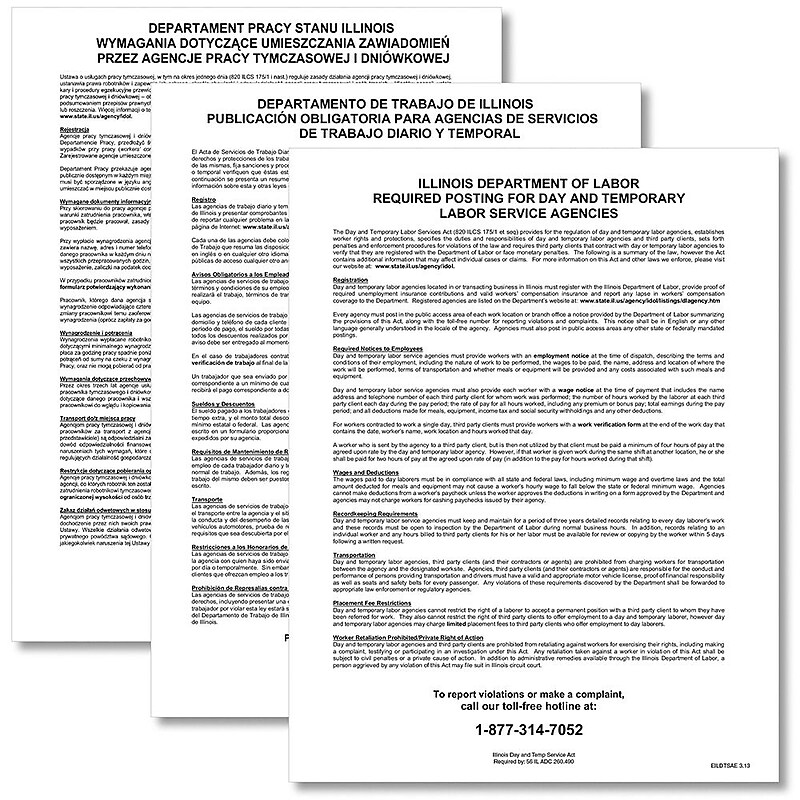 ComplyRight Illinois Day and Temporary Labor Services Act Poster Bundle (EILDTSA) image 1