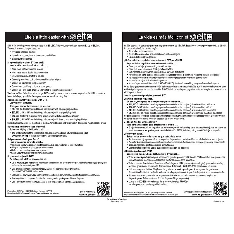 ComplyRight Earned Income Tax Credit Bilingual Poster (E1530) image 1