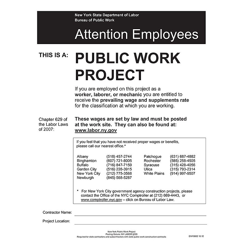 ComplyRight New York Public Work Project Poster (ENY0002) image 1