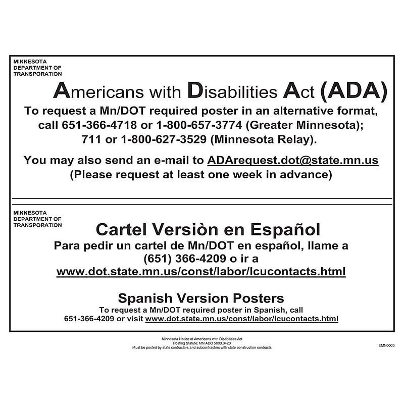 ComplyRight Minnesota Notice Americans With Disabilities Poster (EMN0003) image 1