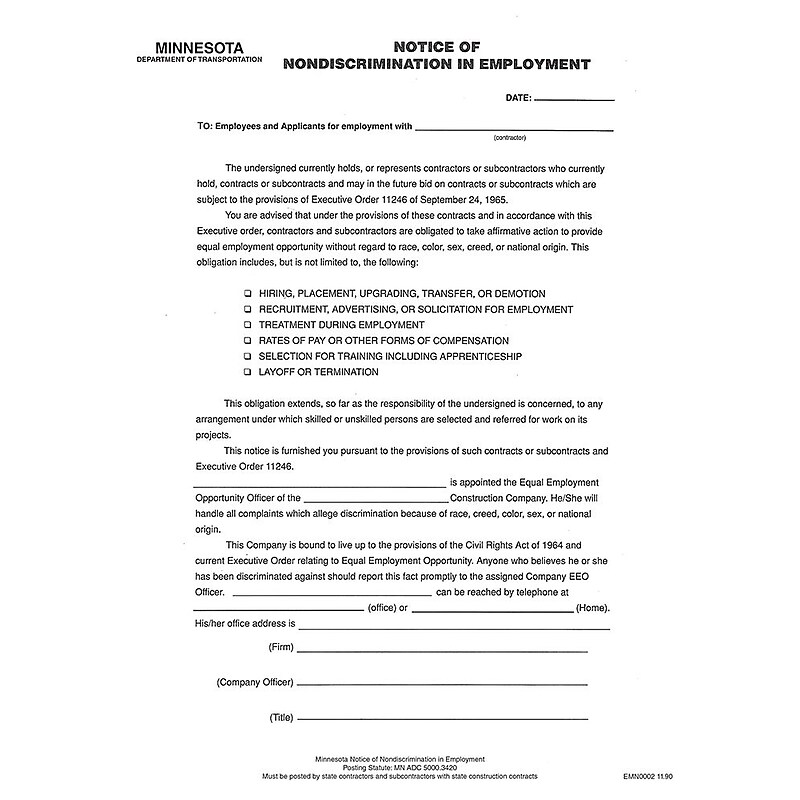 ComplyRight Minnesota Notice  Nondiscrimination in Employment Poster (EMN0002) image 1