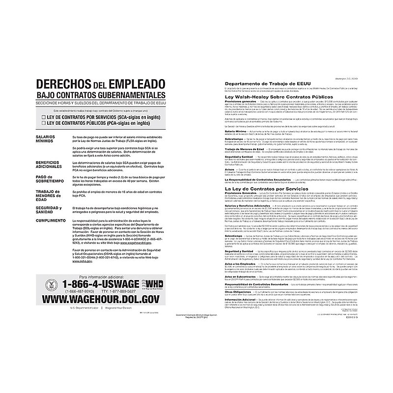 ComplyRight The Walsh-Healey Public Contracts Act Spanish Poster (E2201S) image 1