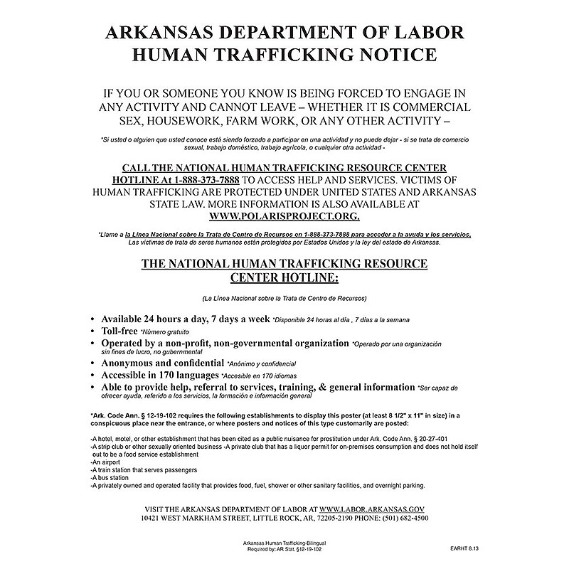ComplyRight Arkansas Human Trafficking Poster (EARHT) image 1