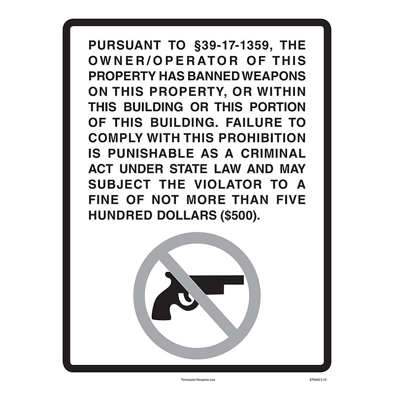 ComplyRight Tennessee Weapons Law Poster (ETN4G) image 1