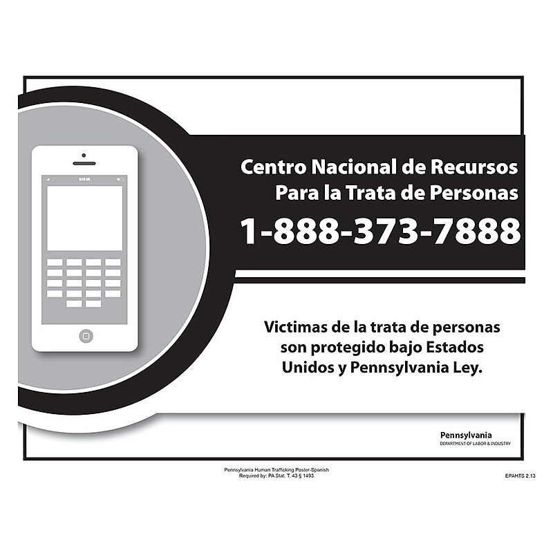 ComplyRight Pennsylvania Human Trafficking Spanish Poster (EPAHTS) image 1