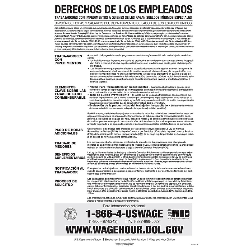 ComplyRight Federal Notice to Workers With Disabilities Spanish Poster (E1178S) image 1