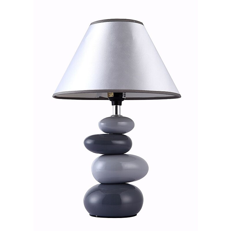 Simple Designs Shades of Gray Ceramic Stone 14.70" LED Table Lamp, Gray (LT3052-GRY) image 1