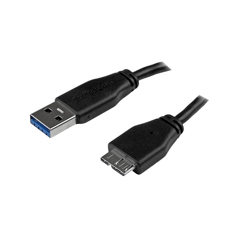 StarTech Slim SuperSpeed 6' USB Type A to Micro B Cable, Male to Make, Black image 1