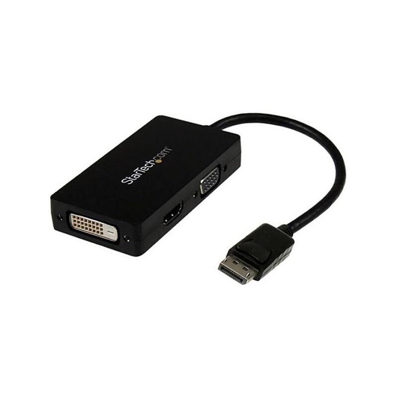 StarTech DP2VGDVHD 11.16" DisplayPort to VGA/DVI-D/HDMI Adapter Converter, Black image 1