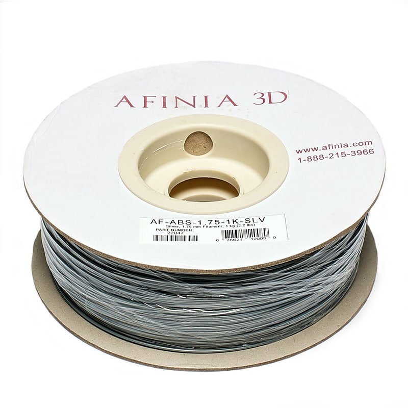 Afinia Value-Line H-Series 1.75mm ABS Plastic 3D Printer Filament, Silver image 1