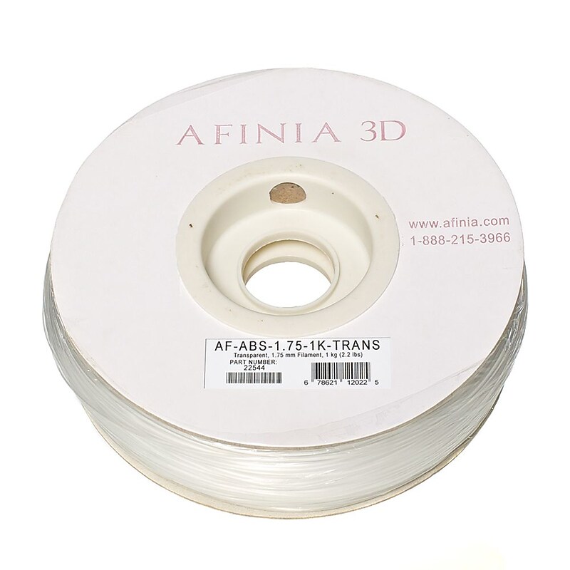 Afinia Value-Line H-Series 1.75mm ABS Plastic 3D Printer Filament, Transparent image 1