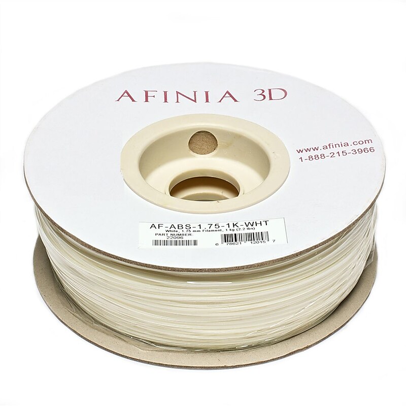 Afinia Value-Line H-Series 1.75mm ABS Plastic 3D Printer Filament, White image 1