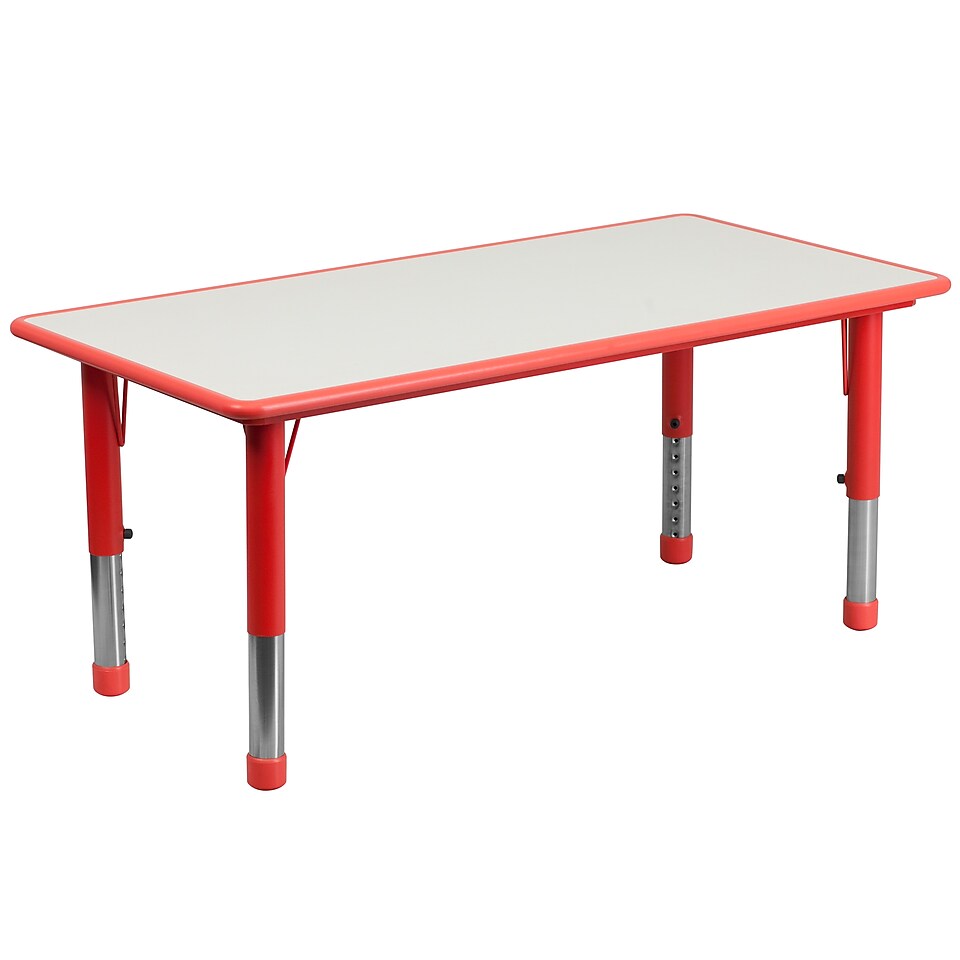 Flash Furniture YU060RECTBLRD 23.63 x 47.25 Plastic Rectangle Activity Table, Red