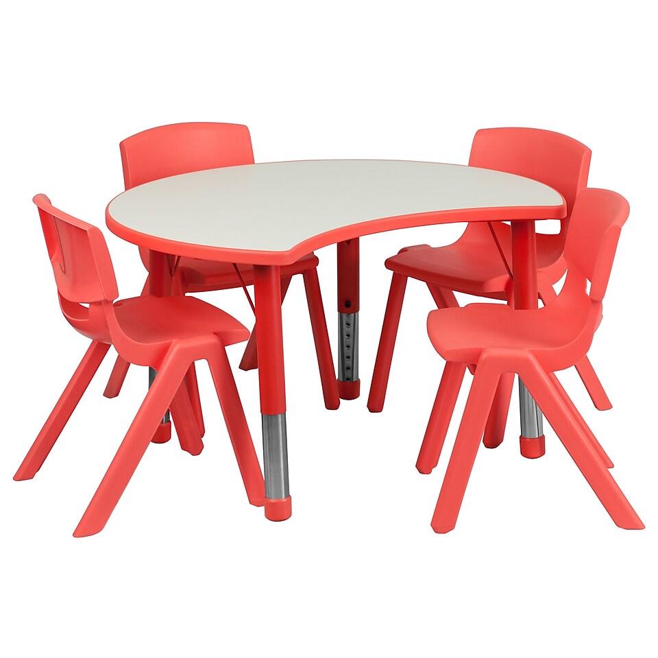 Flash Furniture YU09334CIRTBLRD 25.13 x 35.5 Plastic Semi Circle Activity Table, Red