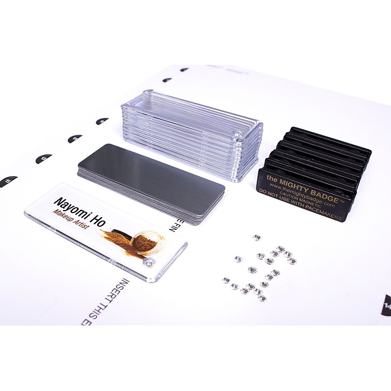 The Mighty Badge 905927 Name Badge Starter Kit for Laser Printer, Assorted, 10/Pack image 1