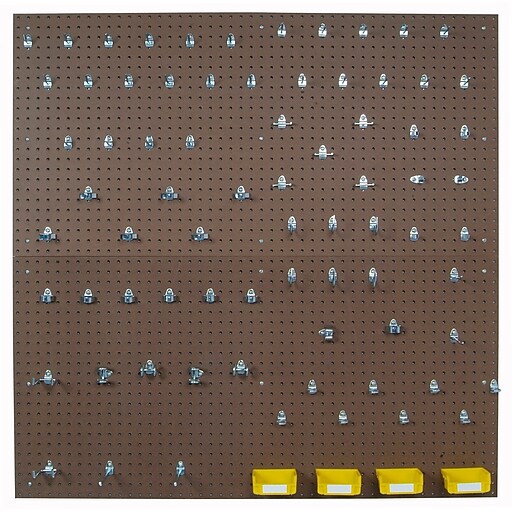 Tempered Wood Pegboard TPB283 24" x 48" Pegboard 79 Hooks 4 Bins