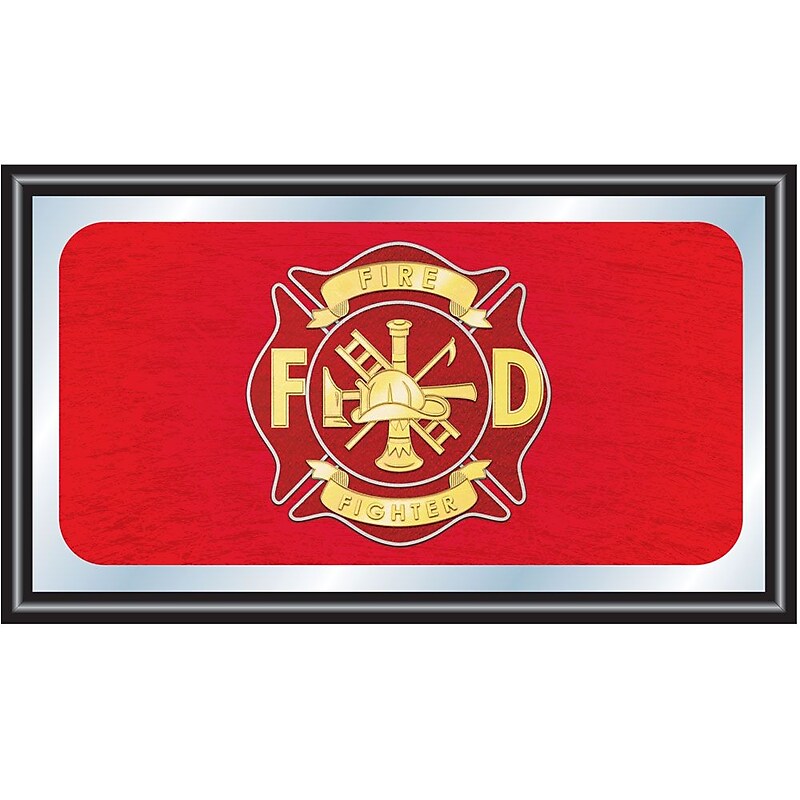 Trademark 15" x 26" x 3/4" Wooden Framed Mirror, Fire Fighter image 1