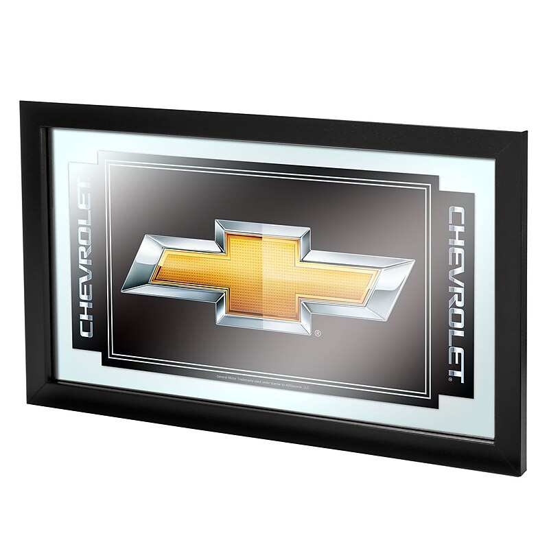 Trademark 15" x 26" x 3/4" Wooden Framed Mirror, Chevy Chevrolet Bow Tie image 1