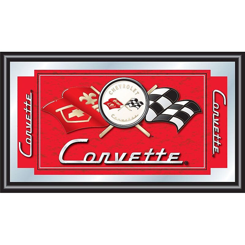 Trademark CORVETTE 15" x 26" x 3/4" Wooden Framed Mirror, Red, Corvette C1 image 1