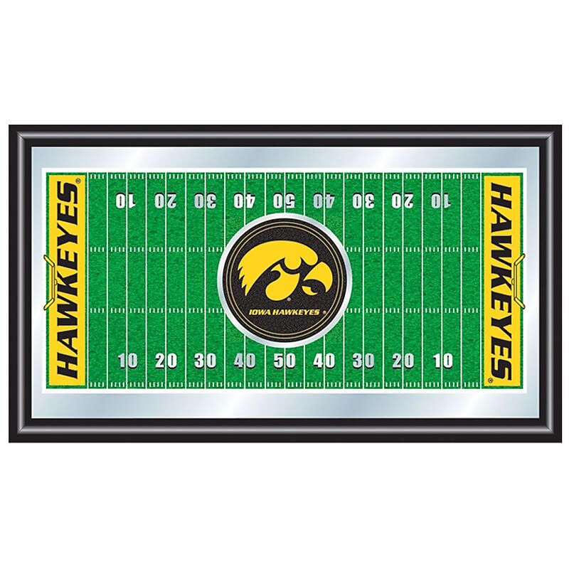Trademark NCAA 15" x 26" x 3/4" Wooden Football Field Framed Mirror, University of Iowa image 1