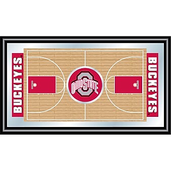 Trademark NCAA 15" x 26" x 3/4" Wooden Basketball Court Framed Mirror, The Ohio State