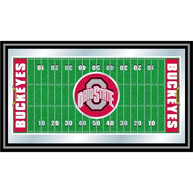 Trademark NCAA 15" x 26" x 3/4" Wooden Football Field Framed Mirror, The Ohio State image 1