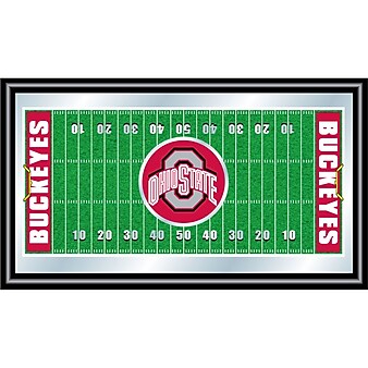Trademark NCAA 15" x 26" x 3/4" Wooden Football Field Framed Mirror, The Ohio State