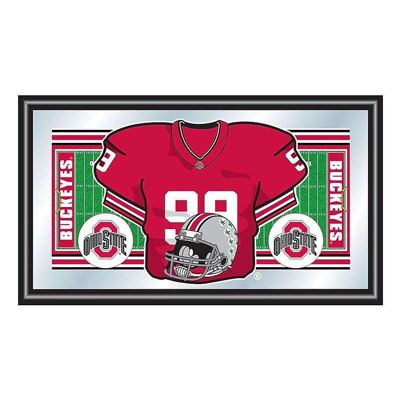Trademark NCAA 15" x 26" x 3/4" Wooden Football Jersey Framed Mirror, The Ohio State image 1