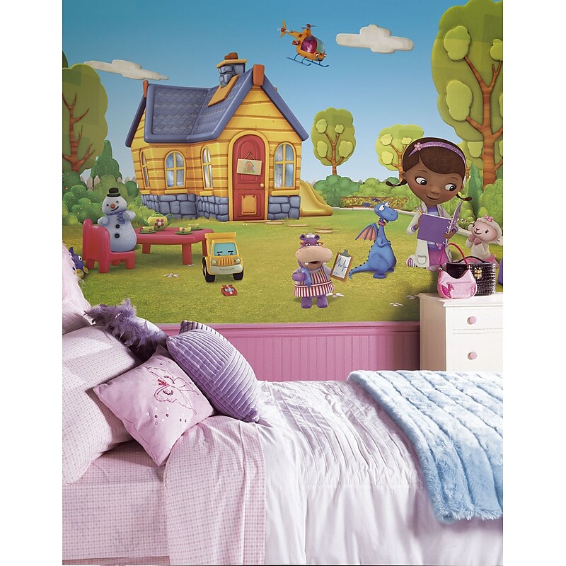 RoomMates "Doc McStuffins" Chair Rail Prepasted XL Wallpaper Mural image 1