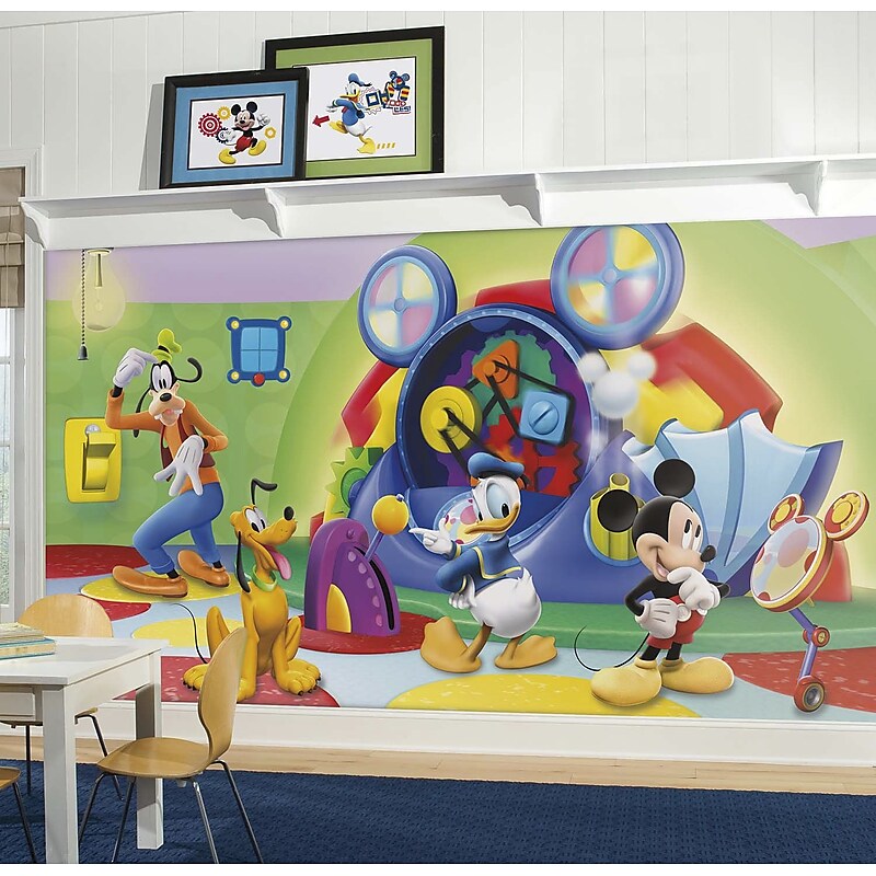 RoomMates "Mickey and Friends Clubhouse Capers" Chair Rail Prepasted Wallpaper Mural image 1