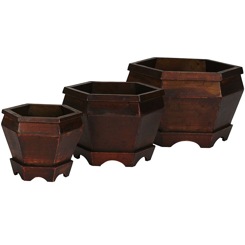 Nearly Natural 507 Wooden Planter Set of 3 image 1