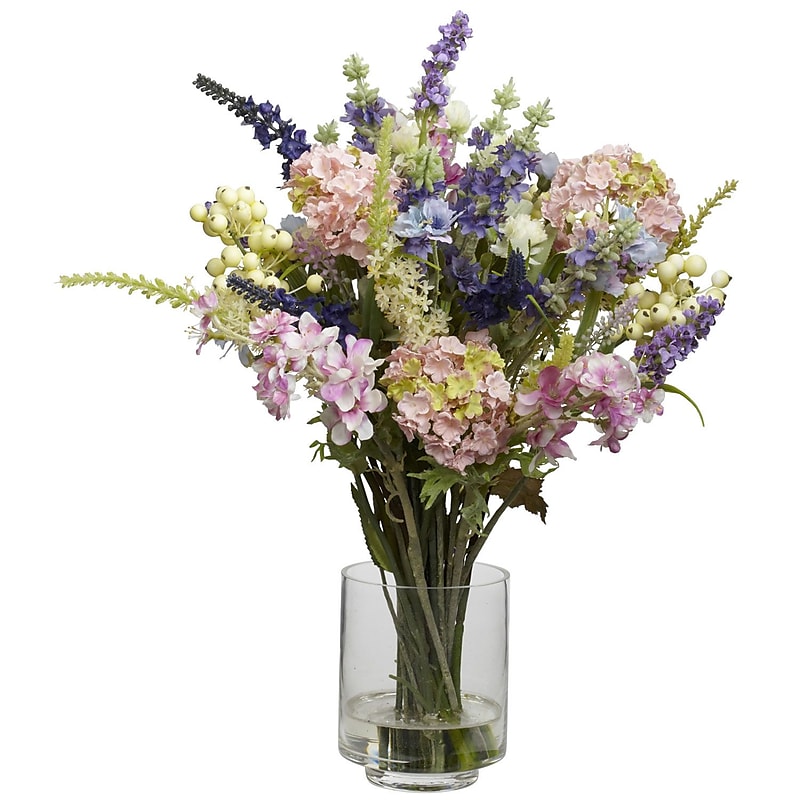 Nearly Natural 4760 Lavender and Hydrangea Floral Arrangements, Green image 1