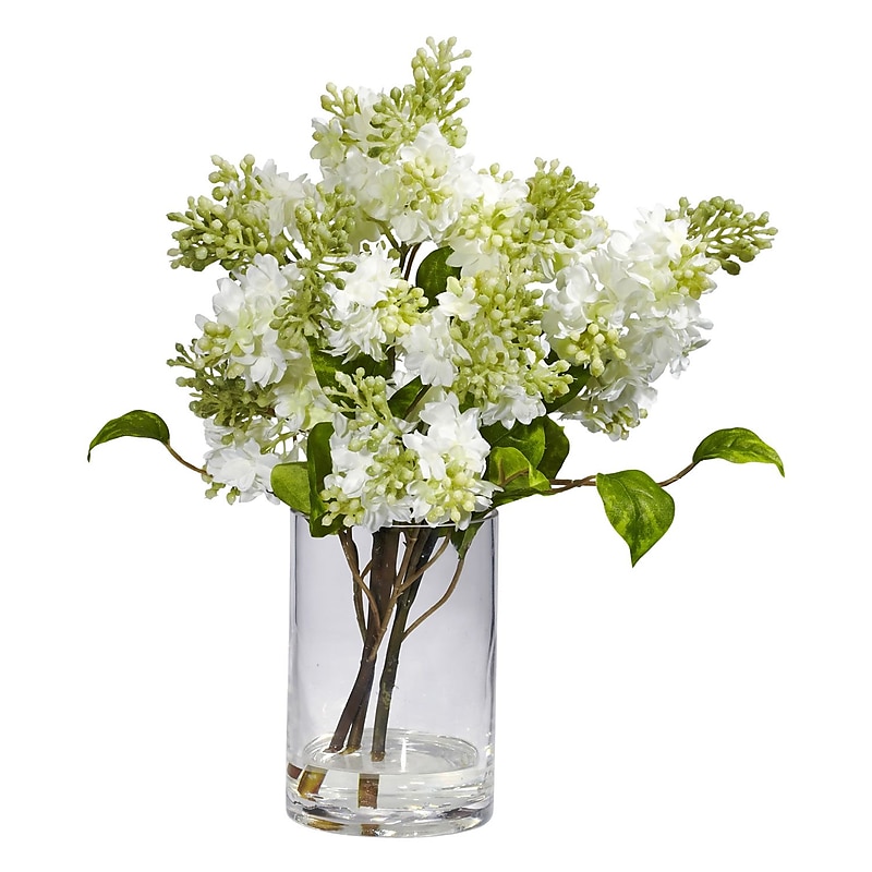 Nearly Natural 4805 Lilac Silk Floral Arrangements, White image 1