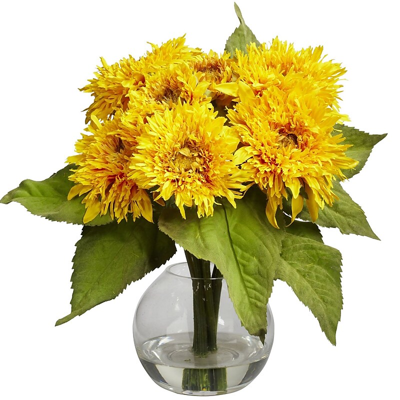 Nearly Natural 4906 Golden Sunflower Floral Arrangements, Yellow image 1