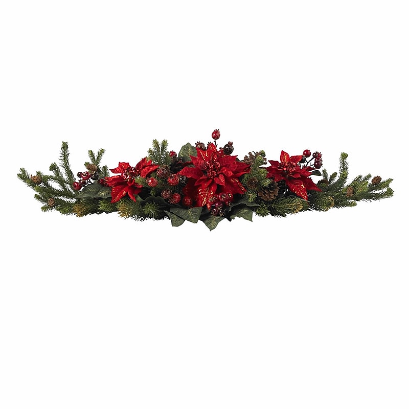 Nearly Natural 4917 Poinsettia Berry Centerpieces, Red image 1