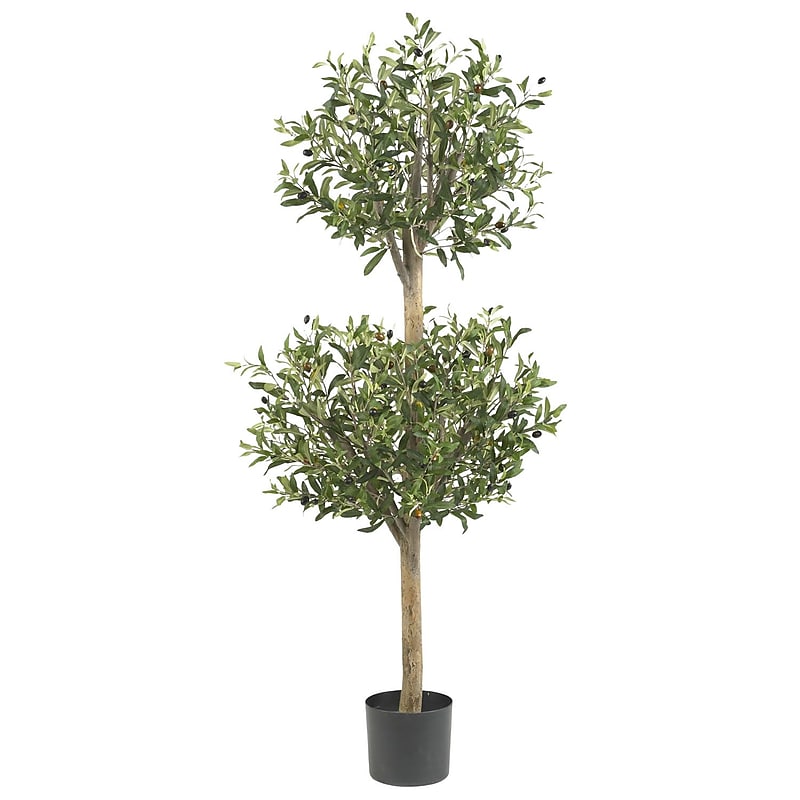 Nearly Natural 5309 Olive Double Topiary Tree in Pot image 1