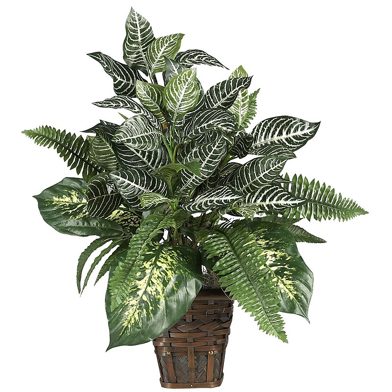 Nearly Natural 6528 Mixed Greens Floor Plant in Decorative Vase image 1
