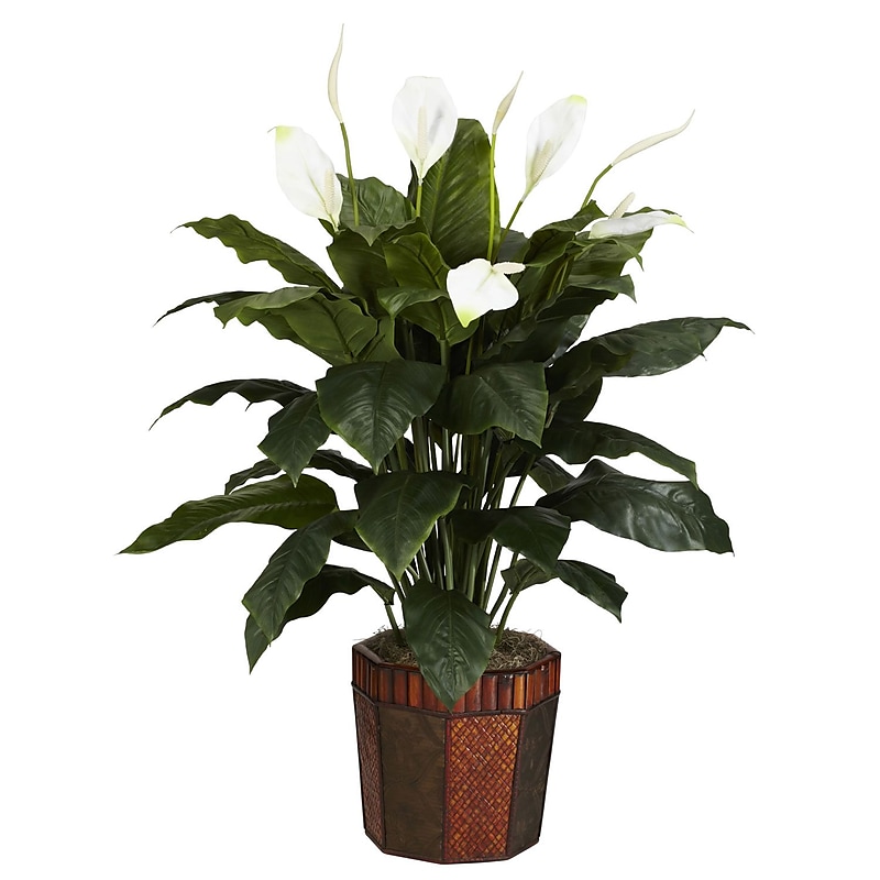 Nearly Natural 6638 Spathyfillum Floor Plant in Decorative Vase image 1