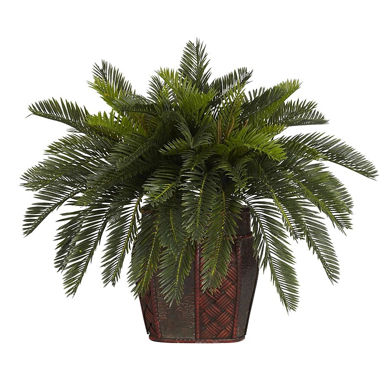 Nearly Natural 6658 Double Cycas Desk Top Plant in Decorative Vase image 1