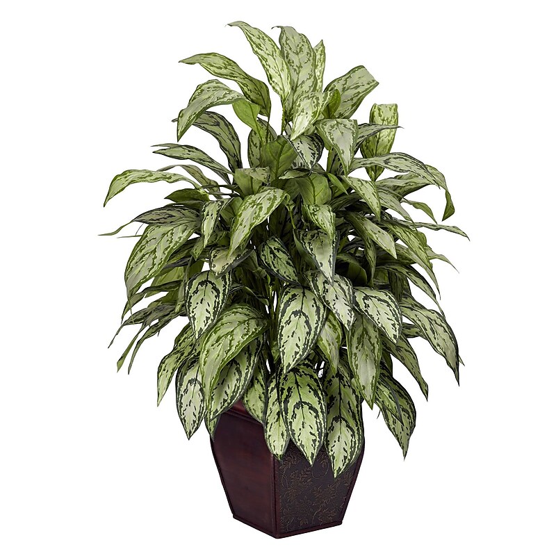 Nearly Natural 6693 Silver Queen Plant in Planter image 1
