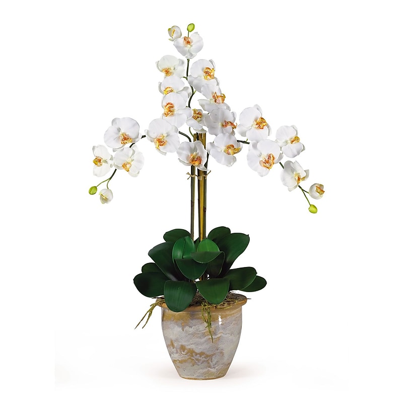 Nearly Natural 1017-CR Triple Phalaenopsis Floral Arrangements, Cream image 1