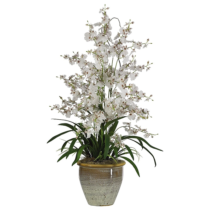 Nearly Natural 1070-WH Triple Dancing Lady Floral Arrangements, White image 1