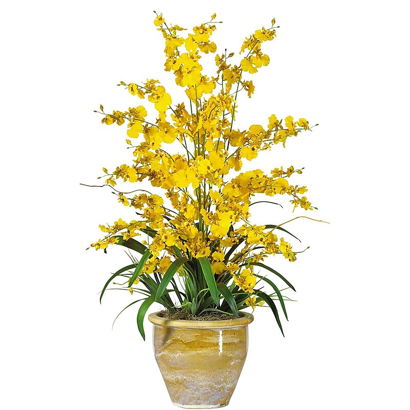 Nearly Natural 1070-YL Triple Dancing Lady Floral Arrangements, Yellow image 1