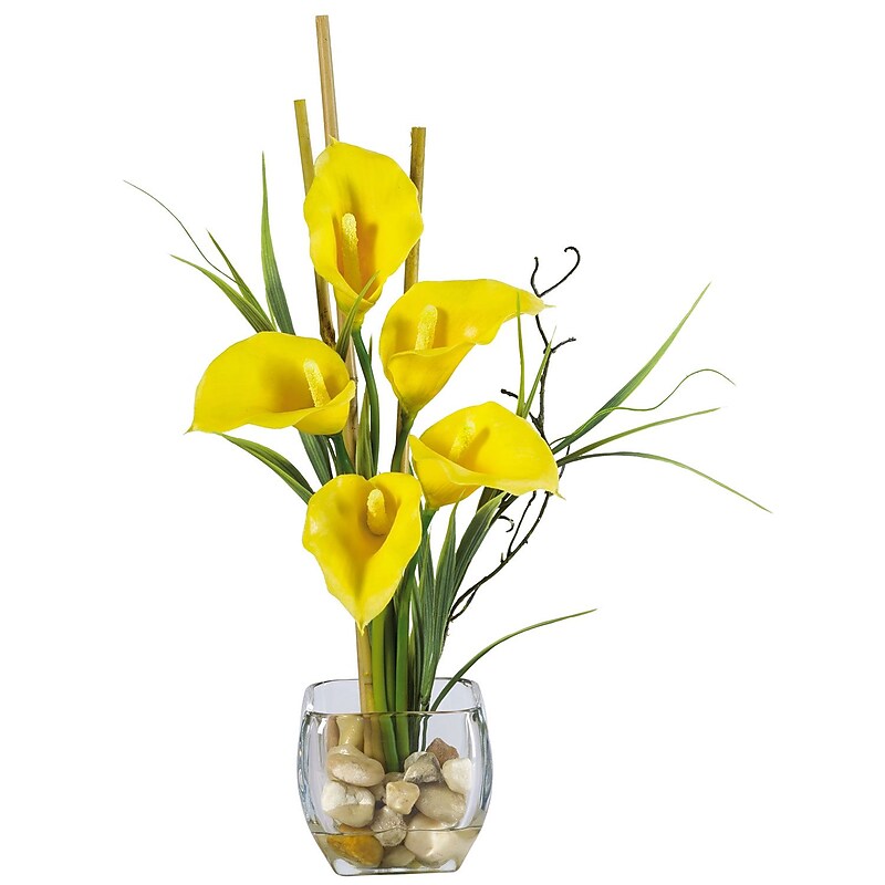 Nearly Natural 1118-YL Calla Lilly Floral Arrangements, Yellow image 1